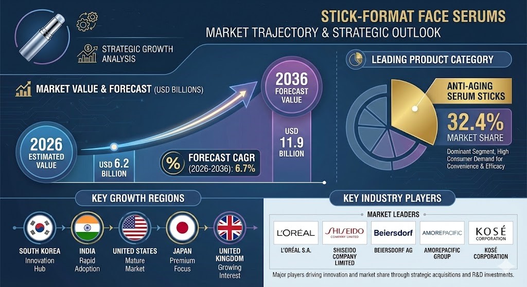 Stick-Format Face Serums Market to Reach USD 11.9 billion by 2036 with 6.7% CAGR Driven by Precision and Sustainability