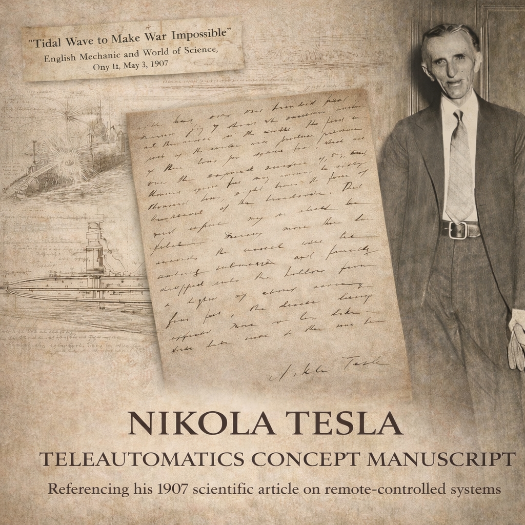 An important Nikola Tesla signed holograph page from a scientific article he wrote in 1907 will be auctioned April 30th